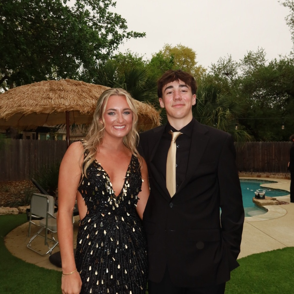 Sherri Hill black and gold prom dress - Picture 1 of 4